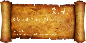 Körözsi Aliz névjegykártya